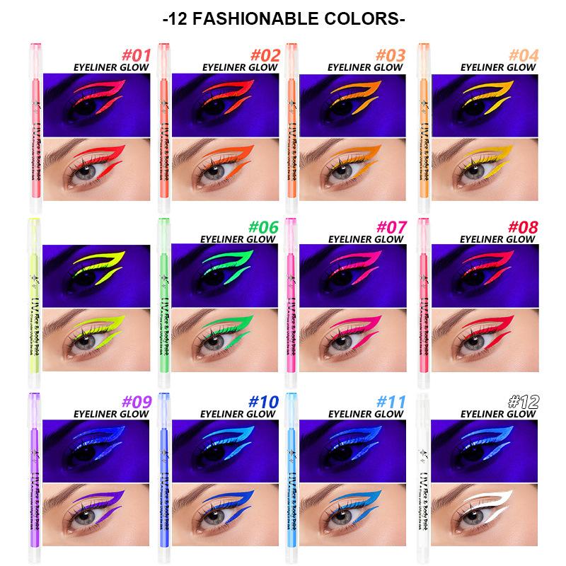 Dual Tip UV Glow Face Body Paint Marker Two Color Lumino Makeup Pen Temporary Tattoo DIY Graffiti Marking Pen for Party Cosplay