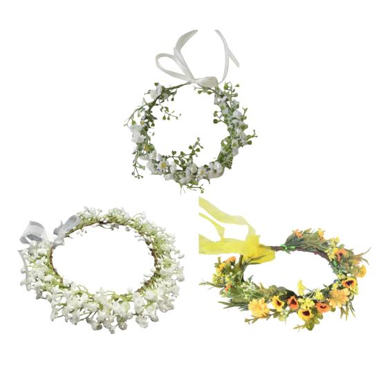 Девочки Венок Ободок Искусственные Цветы Листья Декор Регулируемая Лента Ручная Работа Гирлянда Свадьбы Фестивали Декор