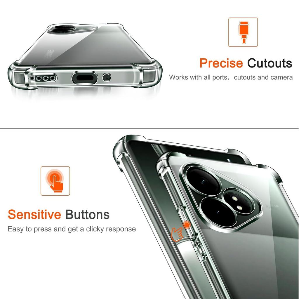 Противоударный чехол из ТПУ с подушкой безопасности для Realme GT 7 Pro 6 6T Neo 3 3T GT 2 Neo 2T Note 50 Защитный чехол Прозрачный чехол Fundas Coque