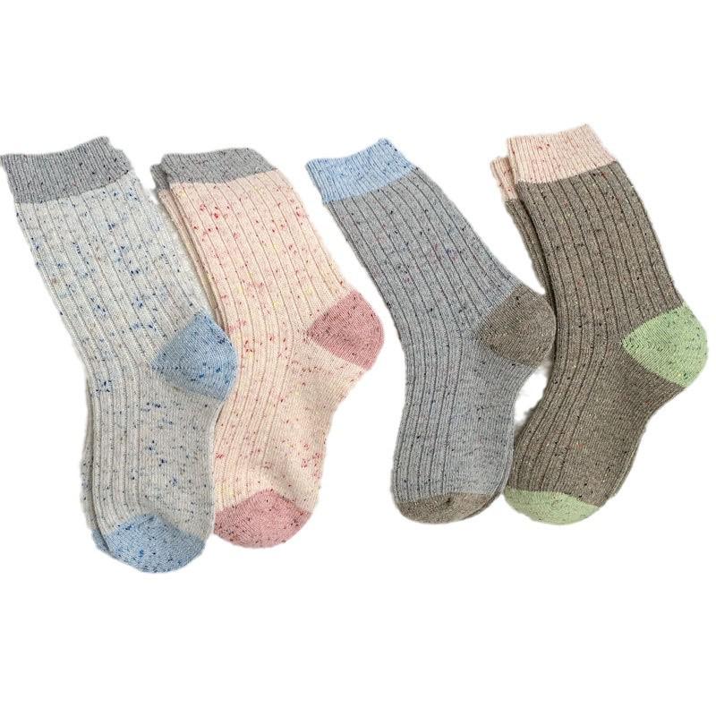 Женские шерстяные носки средней длины, стиль осень/зима, узор в горошек, японско-корейская мода, теплые и стильные.