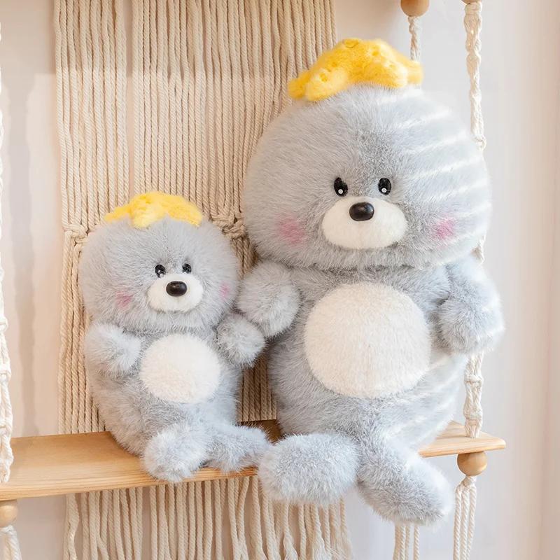 Мягкая плюшевая игрушка морской лев со звездой на голове, чучело, милая морская кошка, подушка, декор для кровати, дивана, для детей и взрослых, подарок на день рождения