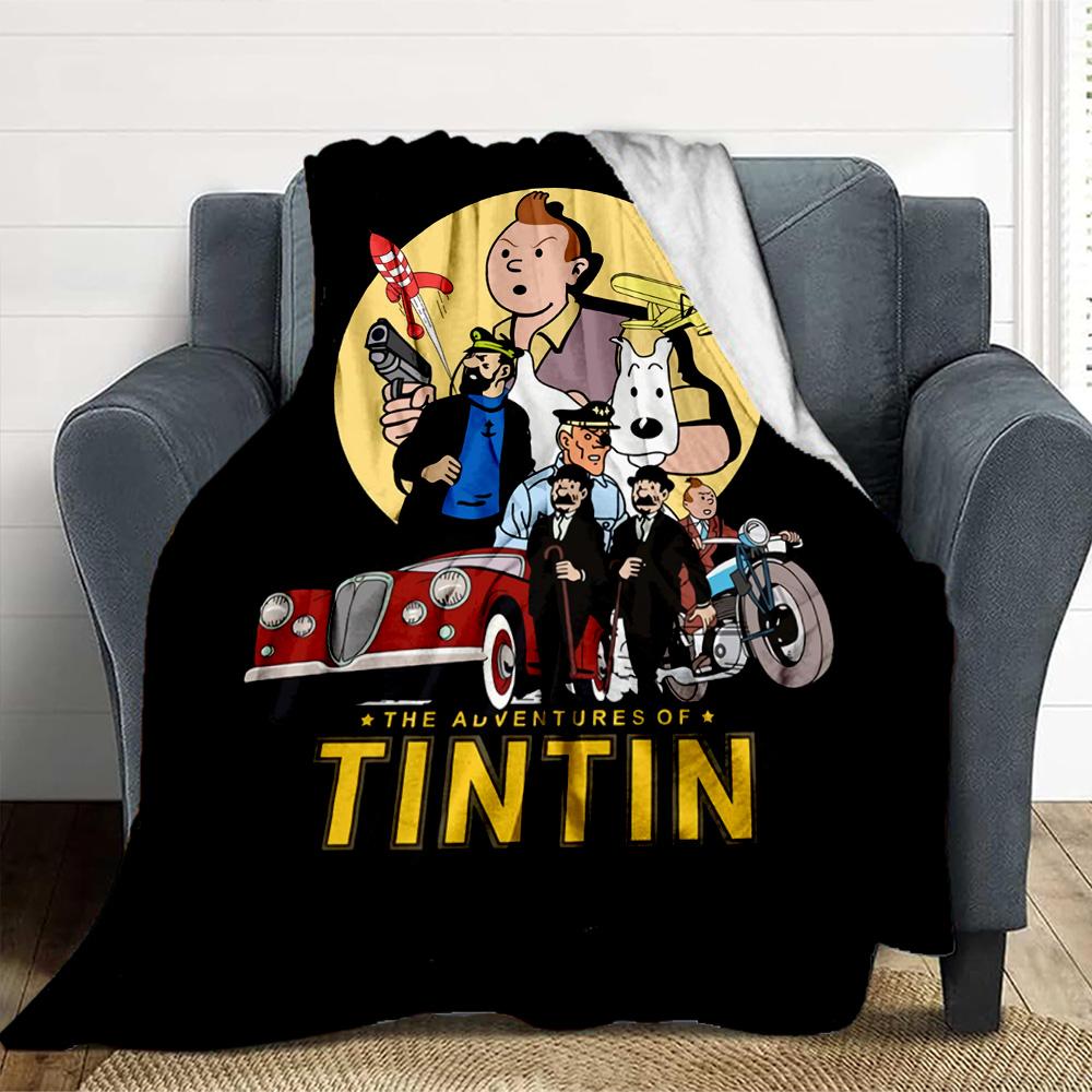 Tintin'S Journey Flannel Blanket Throw Blanket Soft Warm Sofa Bed Camping home Decor Unique Christmas Gift C926889
