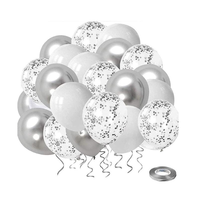 Металл Серебро Белый Конфетти Хром Металлик Globos Воздушные Шары для Вечеринки Арка Гирлянда Набор Украшения для Дня Рождения Принадлежности Свадьба