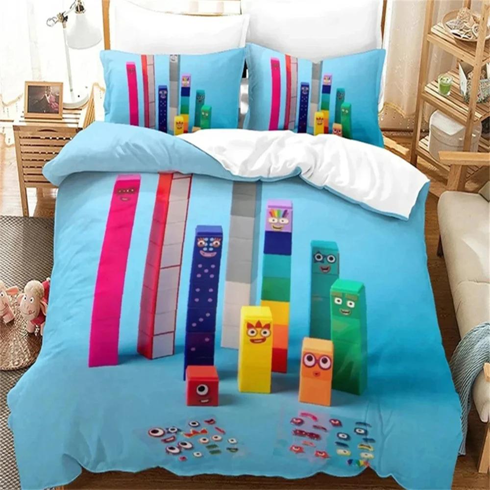 Cartoon Number-Blocks Bedding Set Duvet Cover Bed Set Quilt Cover Pillowcase Comforter King Queen Size Boys Adult