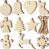 10Pcs Wooden Christmas Ornaments Unfinished Wood Slices with Holes Wooden Blanks Pendants for Kid DIY Craft Christmas Tree Decor