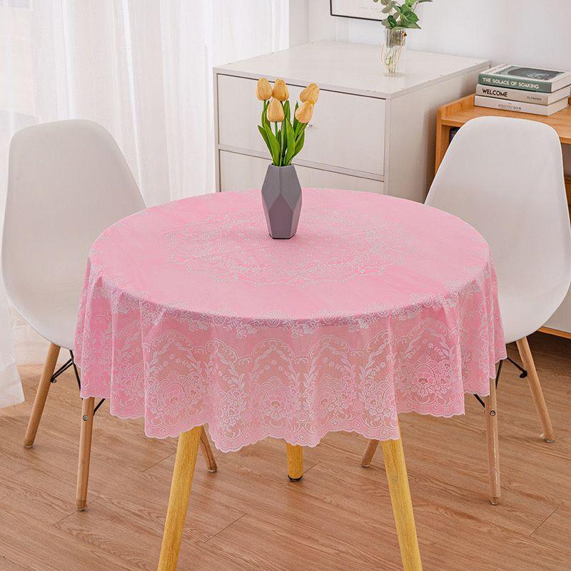 New Colored Circular Tablecloth Waterproof Oil Proof Round Dining Table Cover Anti Scalding Non Washing Household Tablecloths