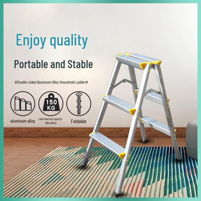 Poulian Heavy-Duty Aluminum Telescopic Folding A-Frame Ladder