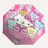 Colorful Bears and Hello Kitty Automatic Opening and Closing Cartoon Umbrella - Lightweight 3-Fold Design, Suitable for Fans, Travel, Daily Use - Offi