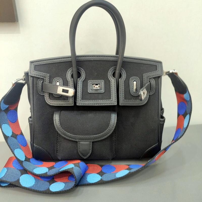 Leather Women's Bag with Canvas Fashion Platinum Bag Insert Bag Polka Point Shoulder Strap Handheld One Shoulder Diagonal Cross Women's Bag