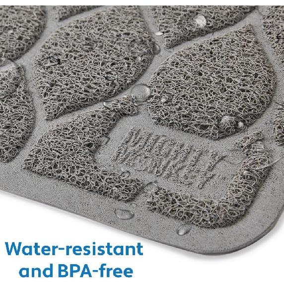 MIGHTY MONKEY Waterproof BPA Free Cat Litter Box Trapping Mat, Easy Clean Floors, Textured Backing, Soft on Sensitive Kitty Paws, Cats Accessories,