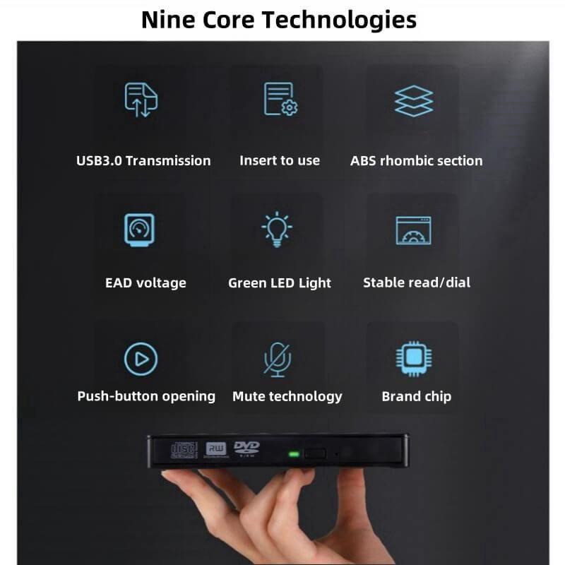 Писатель (USB 3.0 и тип C + тип A) Портативный внешний USB-оптический привод DVD/CD RW Записывающий привод
