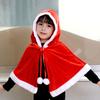 Christmas Cape Hat Set Festive Red White Xmas Outfit Soft Velvet Santa Costume Universal Size Makeup Clothing Props