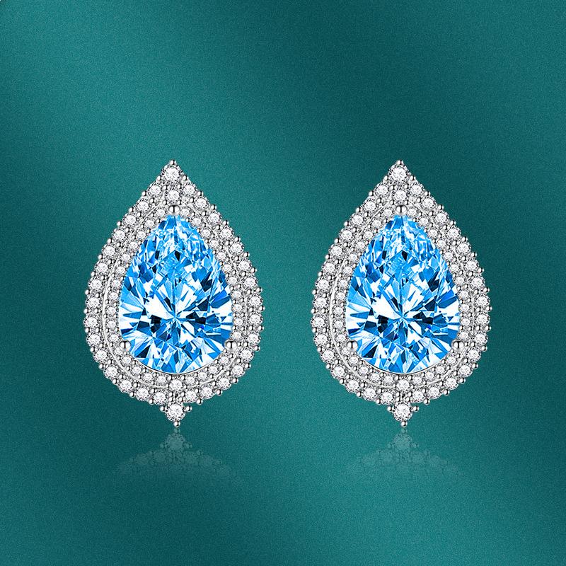 BELLA BOX Серьги-гвоздики S, модные темпераментные серьги-гвоздики с микро-розовыми бриллиантами, серьги-гвоздики с каплями воды и желтыми бриллиантами