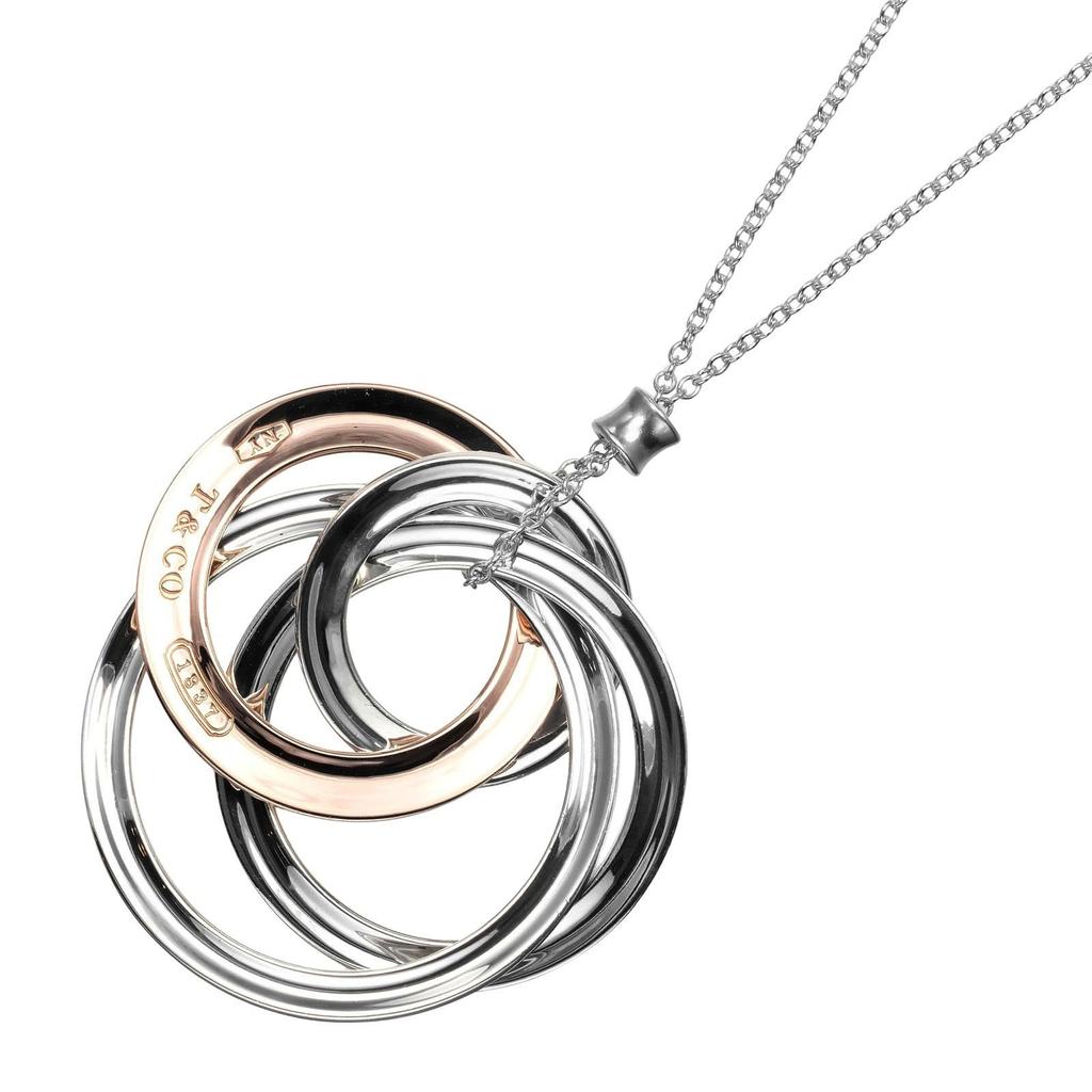 TIFFANY&Co. 1837 Interlocking 4 Circles Necklace Silver925/Rubedo Metal 13g Women Used