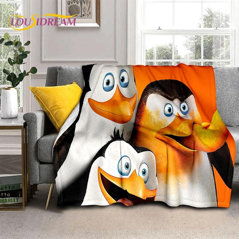 Милые пингвины из мультфильма «Мадагаскар» Плед, Мягкий плед для дома, спальни, кровати, дивана, пикника, путешествий, офиса, Покрывало, Подарок для ребенка