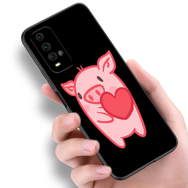 Розовый забавный чехол для телефона со свиньей для Xiaomi Redmi Note 5 6 9T K20 K40 K50 Pro 7A 8A 9A 9C 9i 10A 10C A1 S2, мягкий черный чехол из ТПУ