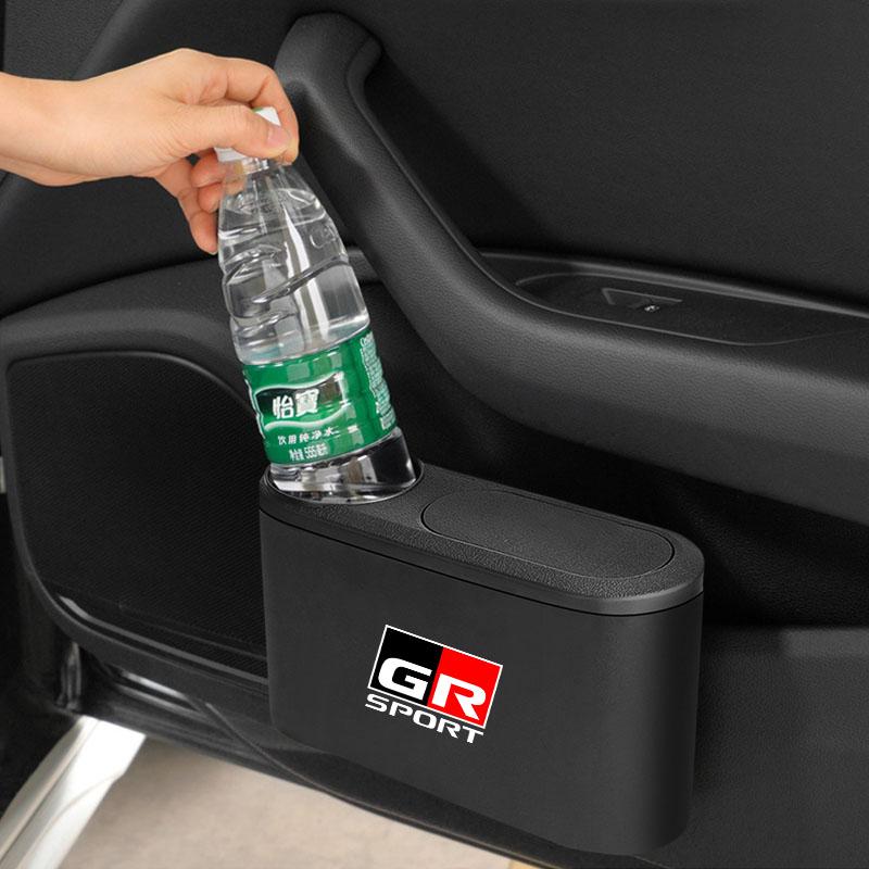 Hanging Car Trash Can Auto Emblem Garbage Box Accessories for Toyota Trd Corolla Yaris Aygo Prius CHR Camry Auris Avensis Land