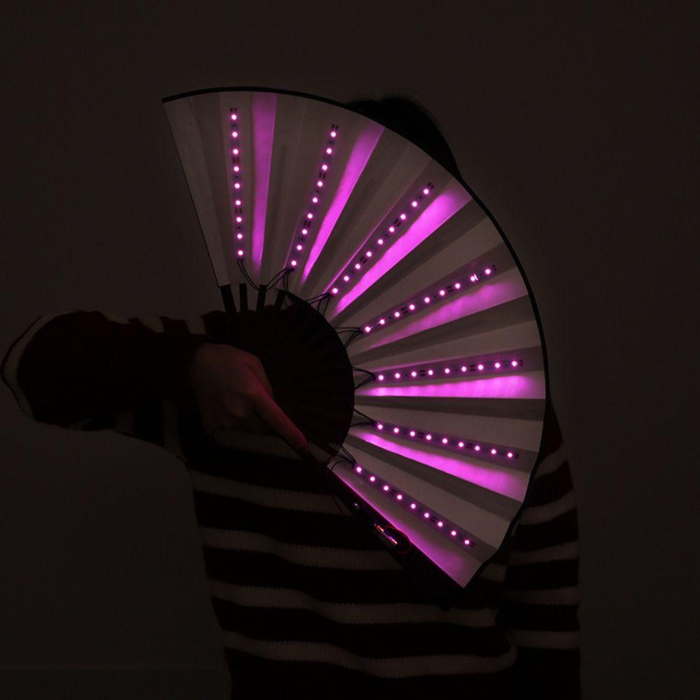 Silk LED Fan Luminous Discoloration Fan Fun Handheld Fans Party Dancing