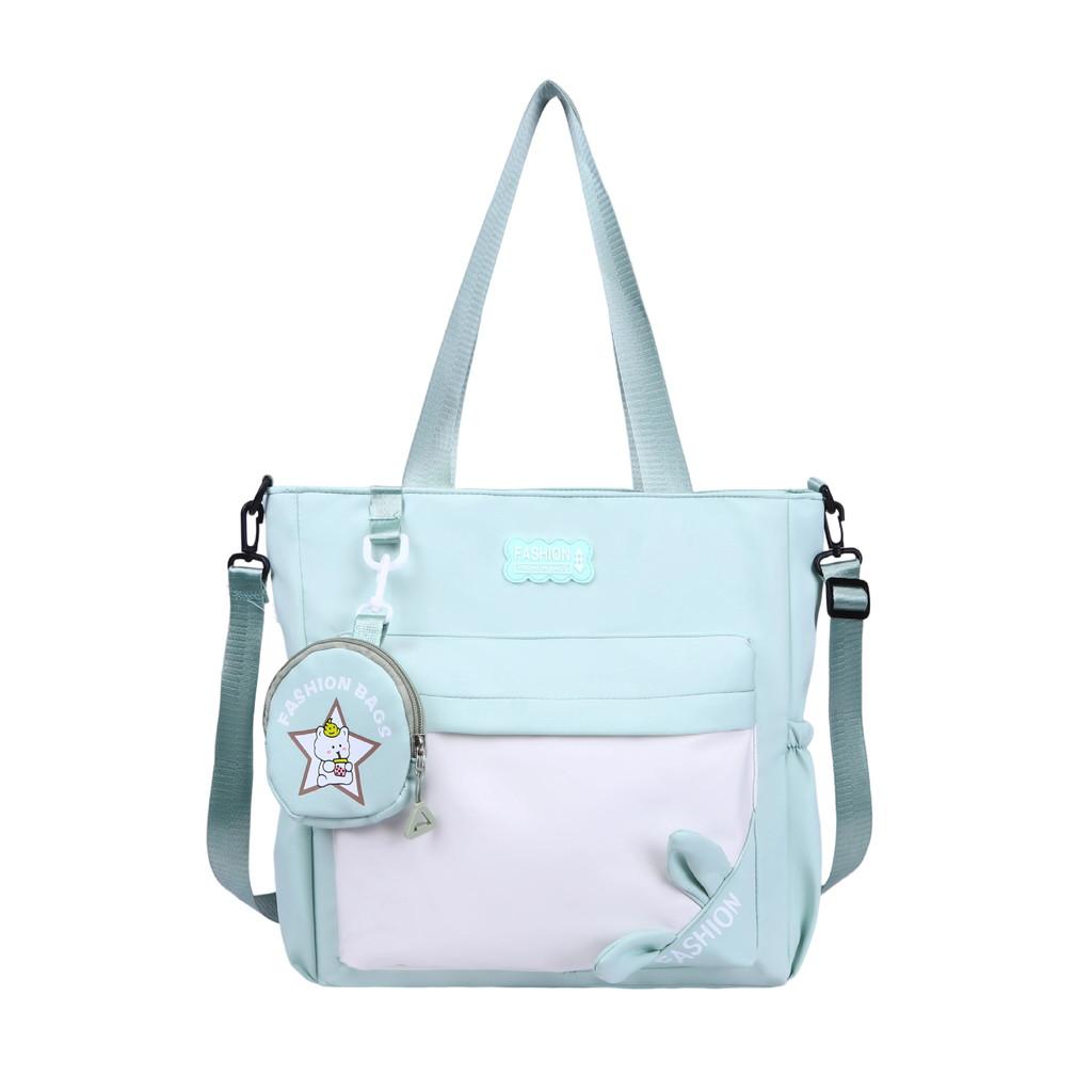 Simple Letter Rabbit Ear Design Large Capacity Shoulder Bag With Coin Purse For Boys And Girls