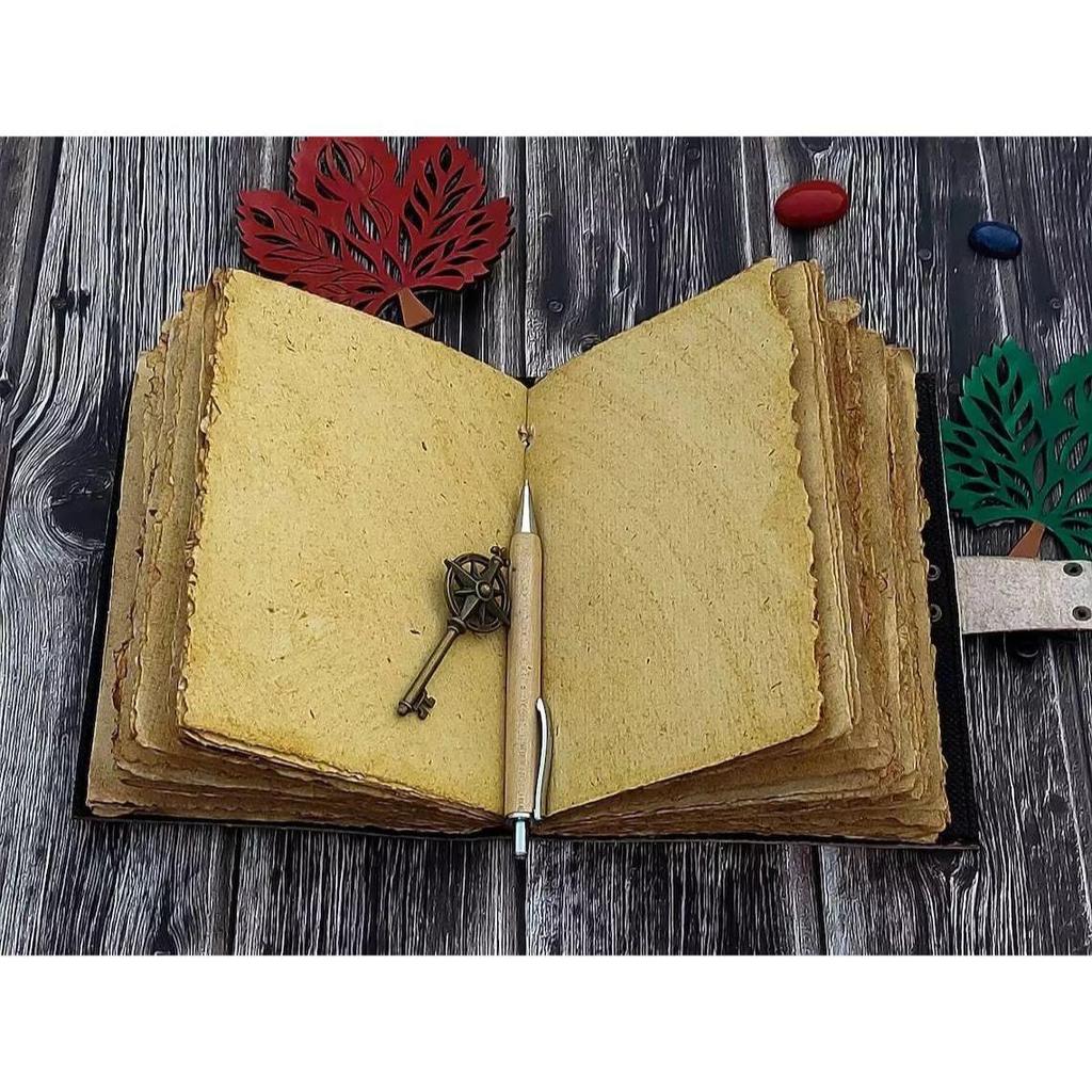 Vintage Leather Deer Moon Journal For Men Women with Lock Antique Handmade