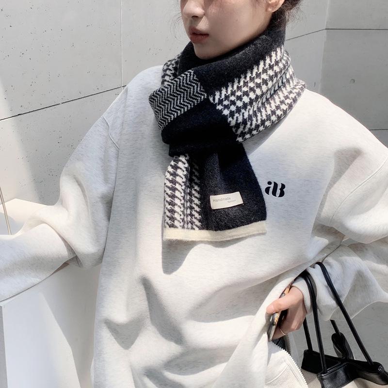 Women's Korean Style Knitted Scarf: Warm, Versatile, Neck Protection, Colorful, Decorative, Perfect for Autumn & Winter
