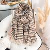 Korean Retro Striped Imitation Cashmere Scarf for Women