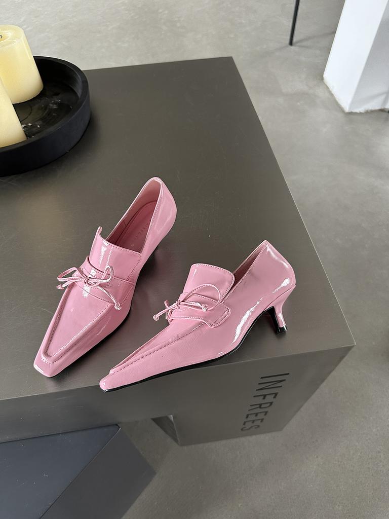 Fashion Round Toe Women Pumps Shallow Slip On Thin High Heels Bow Design Stiletto Dress Shoes Fashion Party Pumps 2024 News 35-39