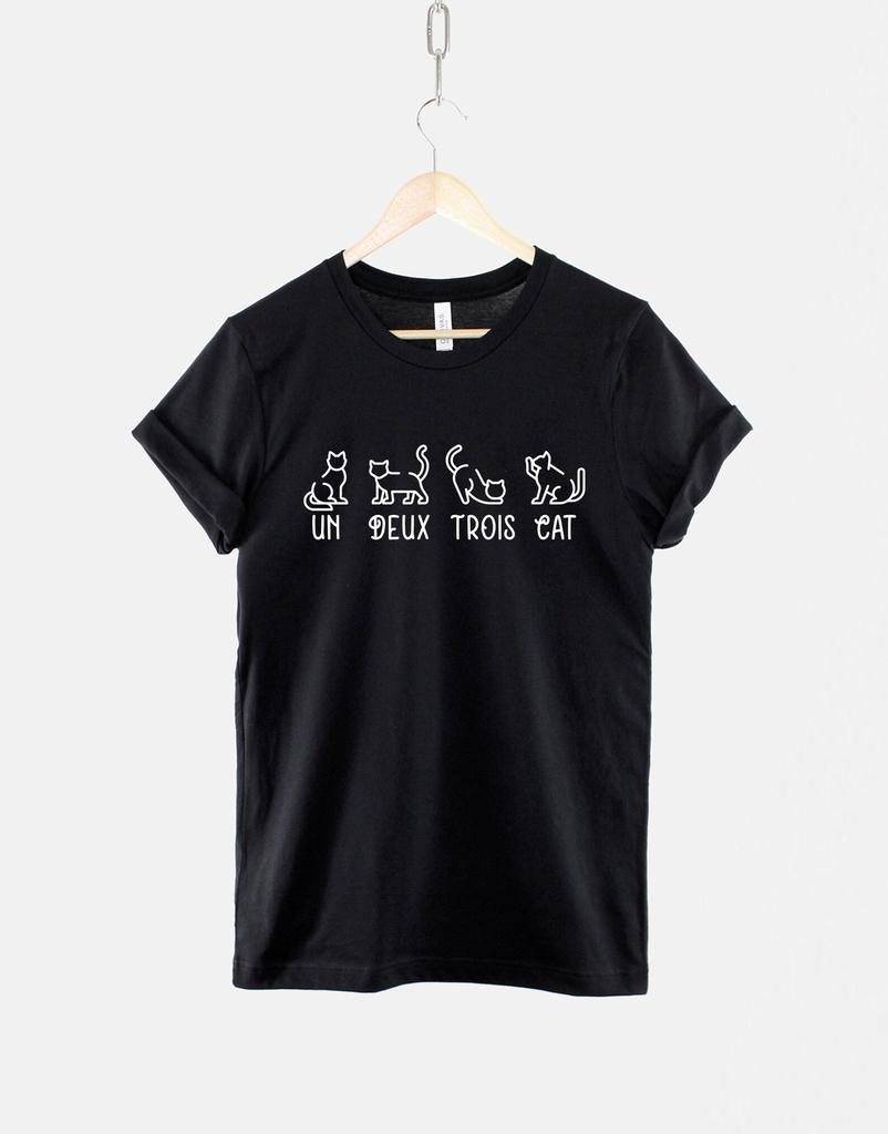 Un Deux Trois Cat Shirt, Funny French Cat T Shirt, Cute Kitty Graphic Tee, Gift for Cat Lover