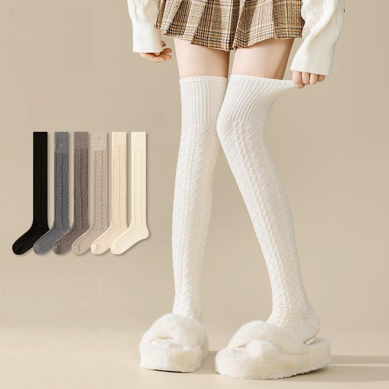 Шерстяные гольфы для осени и зимы, утолщенные, теплые, длинные, японские, скрученные из жареного теста, универсальные, без катышков, высокие, длинные чулки