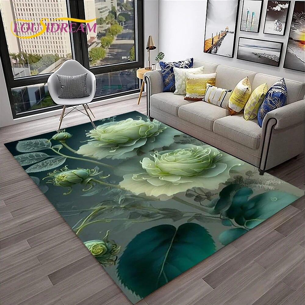 Ковер в скандинавском стиле с розой и цветами любви для дома, гостиной, спальни, дивана, коврика, декор, детский игровой коврик, нескользящий напольный коврик