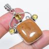 Natural Ocean Jasper, Citrine 925 Sterling Silver Jewelry Pendant 2.17" q5V89
