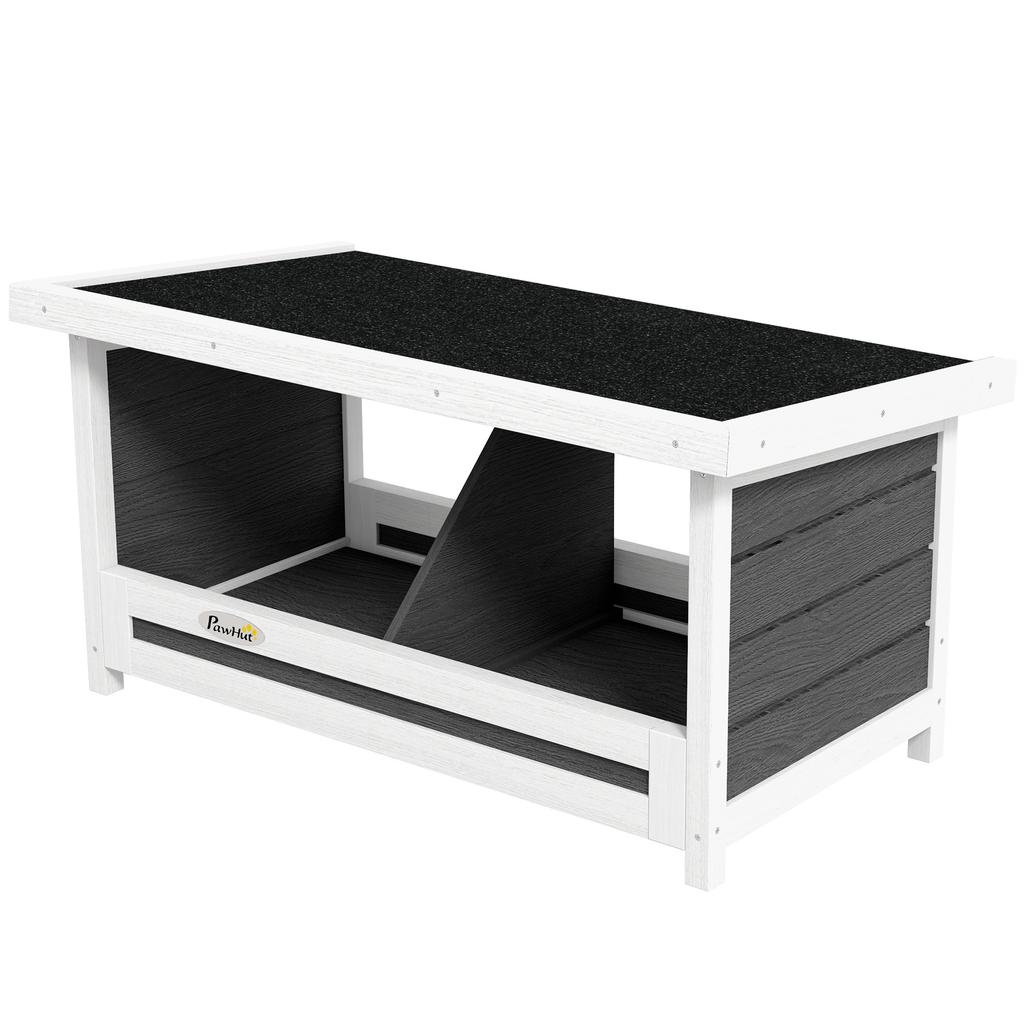 2-Panel Chicken Nest with Raised Base and Roof, Made of Wood and Bitumen, 66x37x34 cm, Grey, White and Black