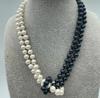 Новое 2-рядное ожерелье с жемчугом Акойя, 7-8 мм, белое и черное