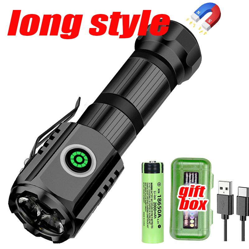 Bright Super Mini P35 LED Flashlight USB Rechargeable Torch 5 Lighting Modes 2000LM Powerful Lamp Camping Fishing Lantern