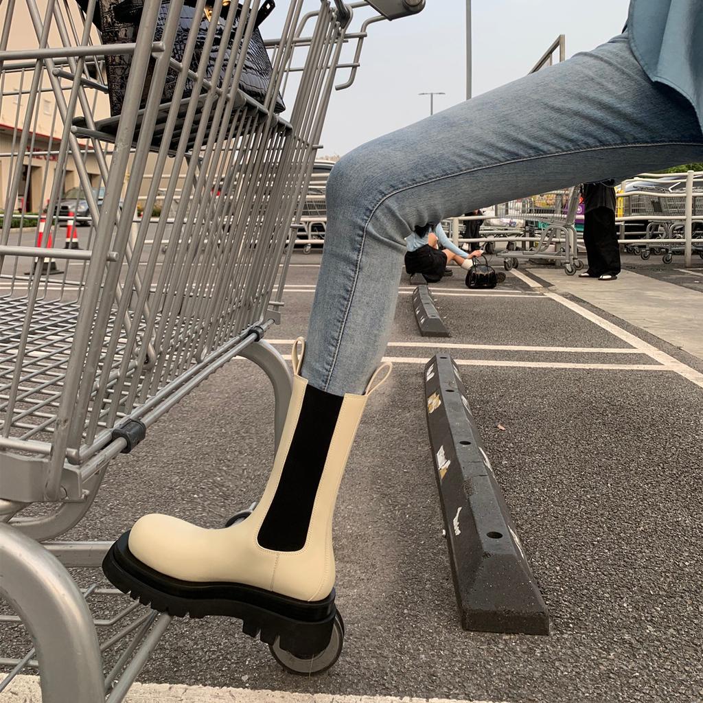 Ботинки British Martin женские ботинки Chelsea ботинки Smoke Boots универсальные ботинки с круглым носком средней высоты на толстой подошве