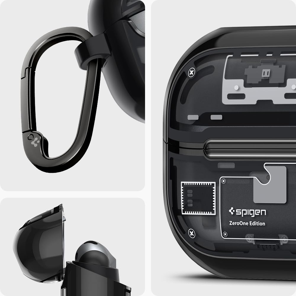 Spigen Galaxy Buds 3 3 Case Transparent Clear Wireless Charging Compatible Ring with Carabiner Slim Lightweight Shockproof Scratch Resistant Ultra