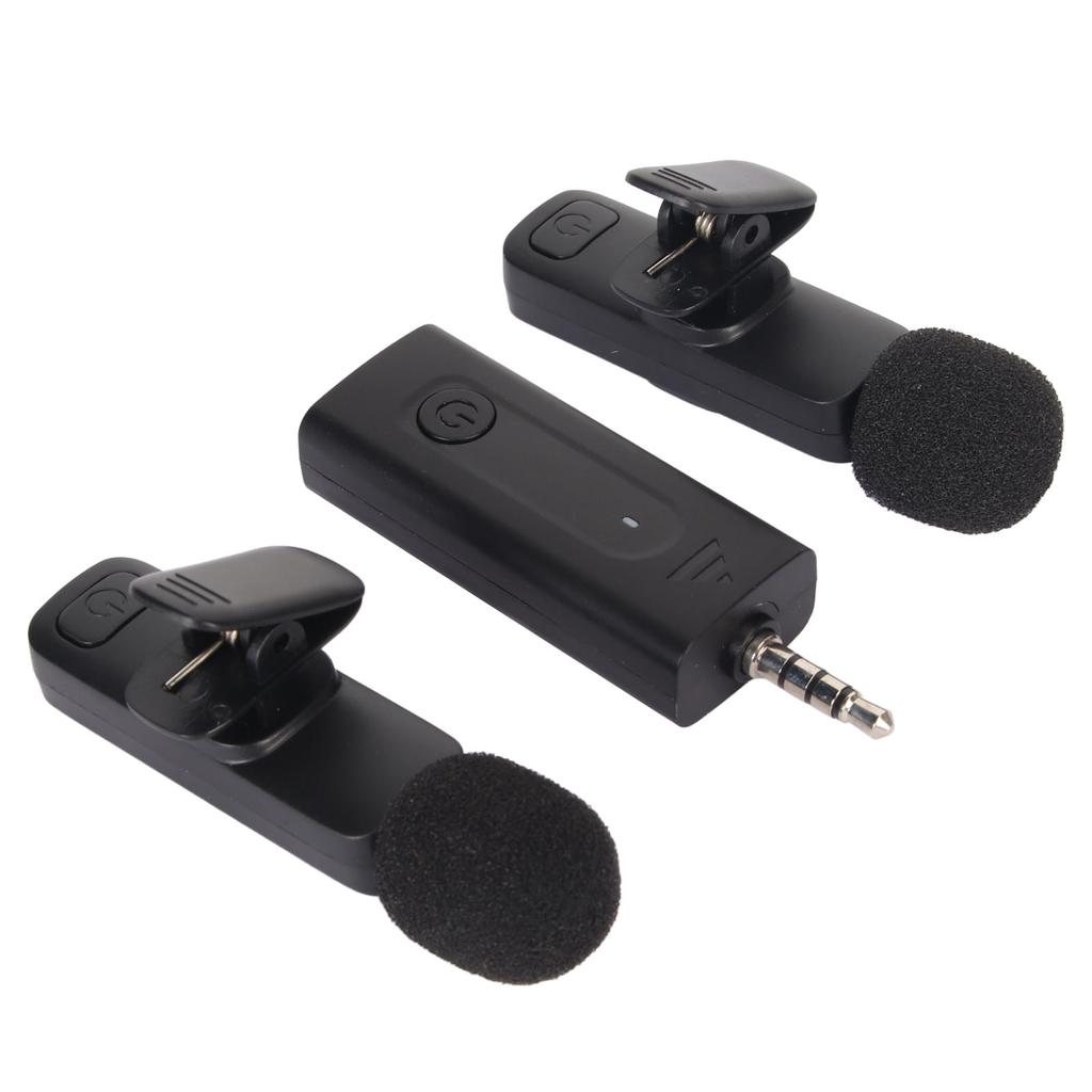Беспроводной петличный микрофон-петличка 1 на 2, интерфейс 3,5 мм, шумоподавление, беспроводной микрофон-клипса для