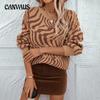 Autumn and Winter Sweater Women's Plus Size Round Neck Pullover Leopard Print Colour Block Sweater