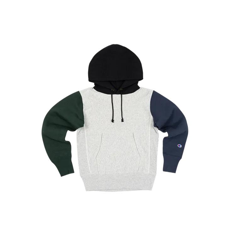 Champion Multicolor Fleece Lined , Winter Sweatshirt Men's Gray Patchwork (Unisex) Sweatshirts C3 S108 M350