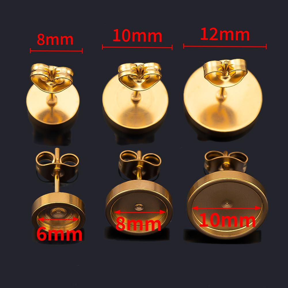 10pcs 2pcs Stainless Steel Round Blank Post Studs Base Pins Earrings Base Settings DIY Jewelry Findings Supplies Bulk Wholesale