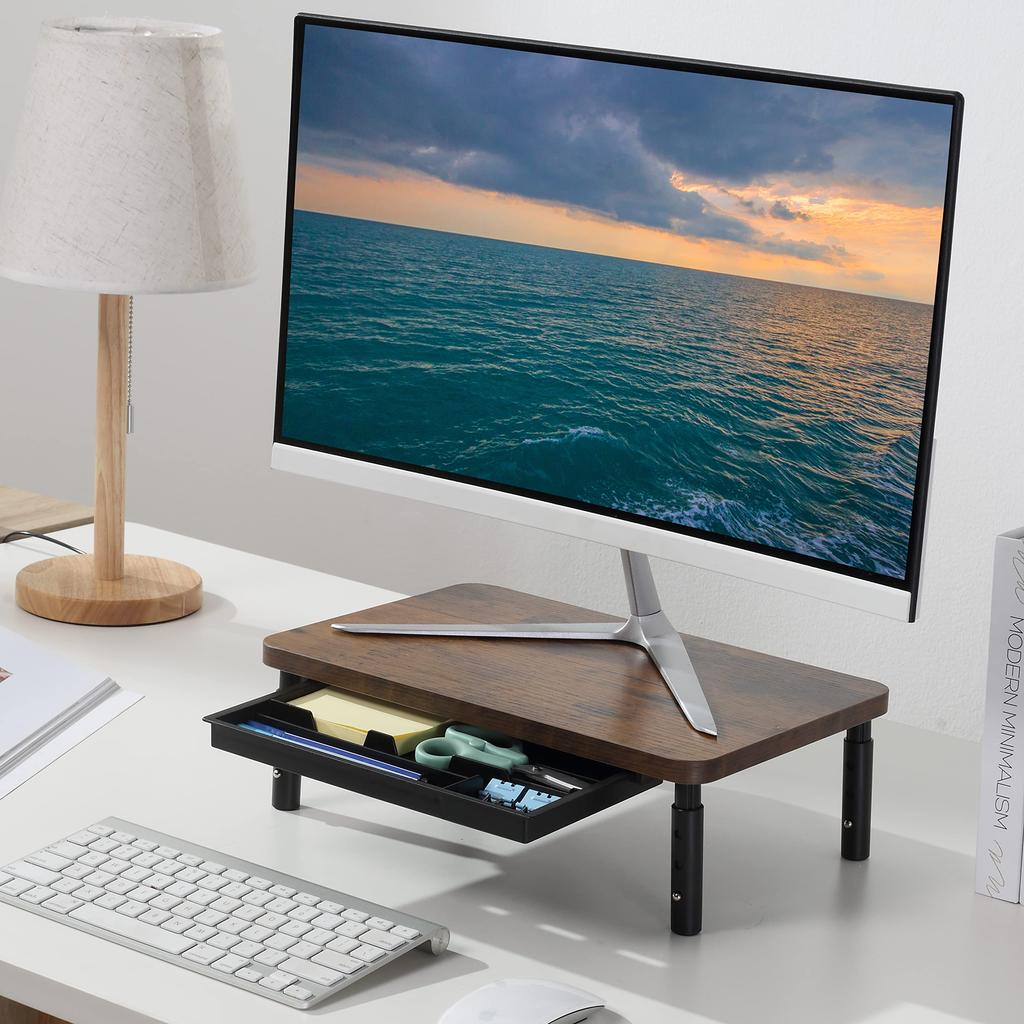 ETHU Monitor Height Desk Computer Easy To Improves Prevents Smartphone Remote Work Wood Grain Stand, Adjustable, Stand, Stand, Assemble, Posture,