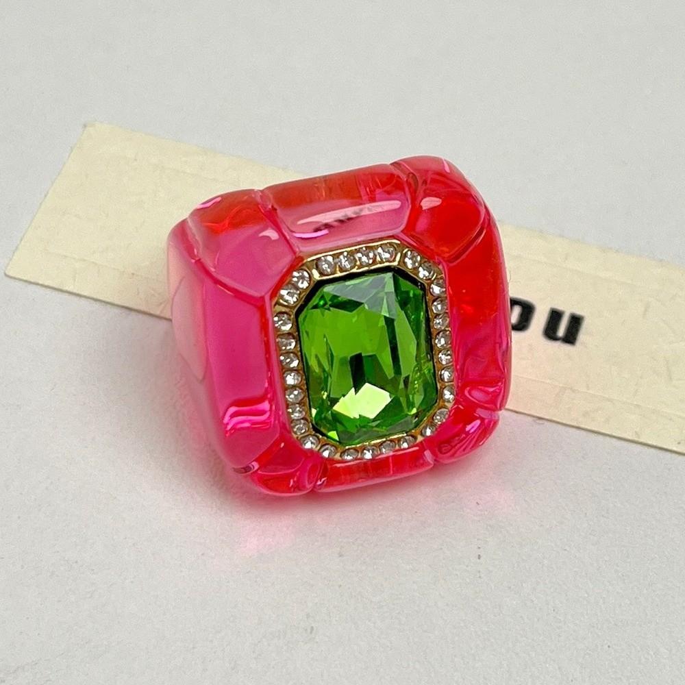 New Fashion Colorful Rhinestones Ring Three-dimensional Elegant Jewelry Finger Ring Geometric Square Ring Women
