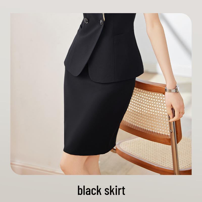 Women's Professional Flight Attendant Skirt Suit - Elegant Summer Workwear for Jewelry Stores & Hotels
