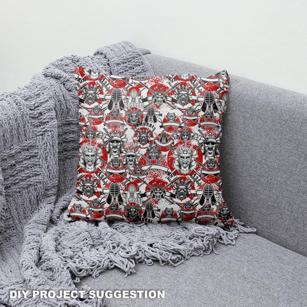 Royal Samt Stoff Polyester Zum Nähen - Motiv Samurai-Masken