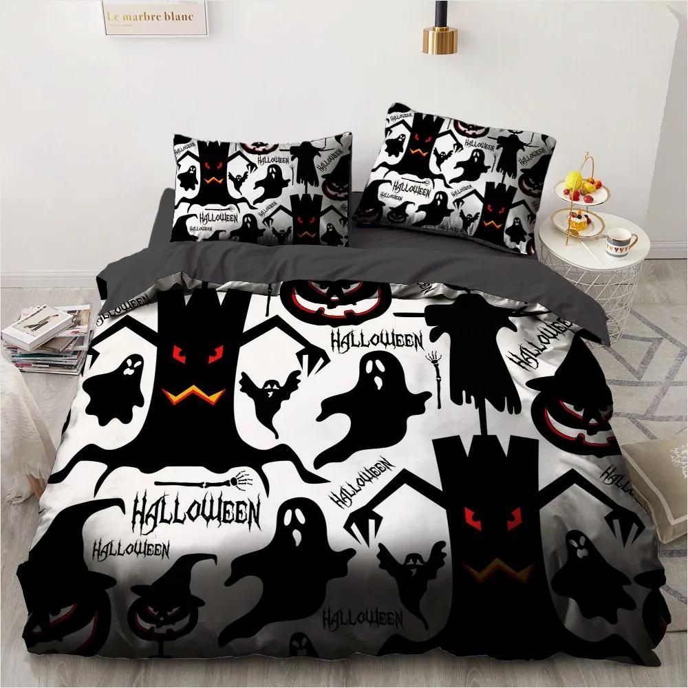 Black and White Grimace Duvet Cover Black Cartoon Dryad Ghost for Children Boys Gifts Bedroom Decoration Polyester Quilt Cover