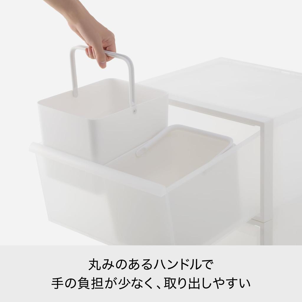 Like-it Storage Boxes with Inner Cases and Handles, Set of 2, Made in Japan, Approx. 8.7" W x 9.8" D x 7.8" H, Wide Storage Case, 2-Piece Set, White,