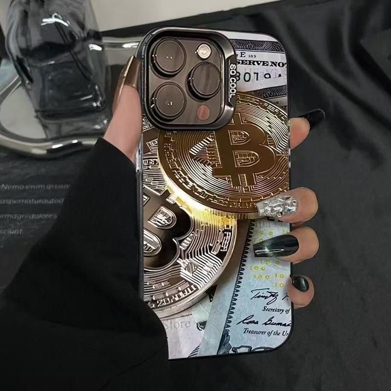 Чехол для iPhone 15 Pro Max/16 Pro с изображением монеты Bitcoin Gold для Apple 17 Air