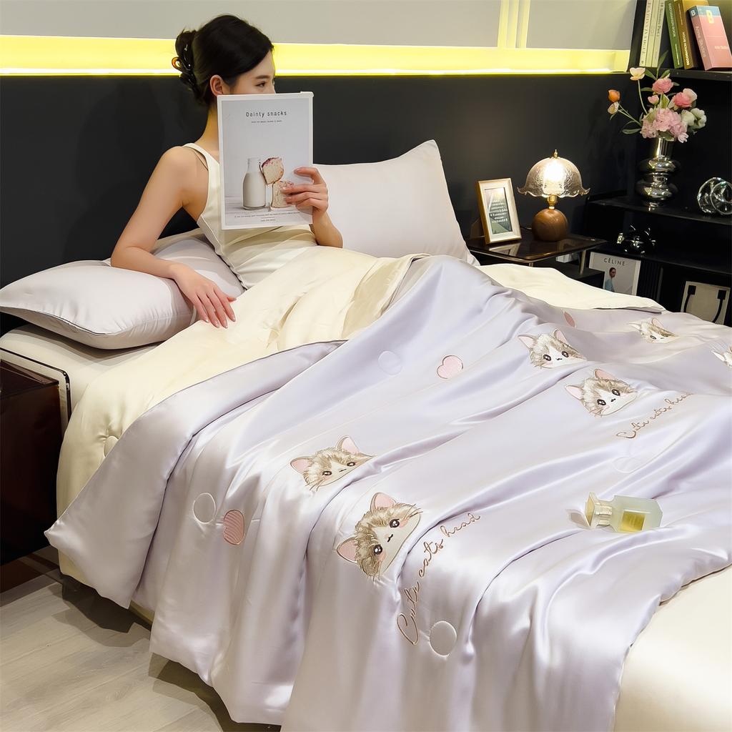 Water washed ice silk summer blanket summer cool blanket 2026 new air conditioner summer blanket thin single four piece set machine washable