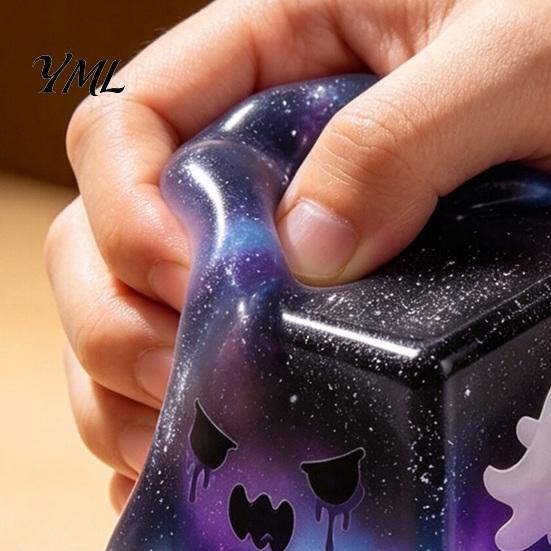 Handmade Diy Craft Accessories Halloween Ghost Squeeze Cube, Glitter Slow Rising Fidget Toy, Unique Board Game Dice Soft Decompression Sensory Toy for