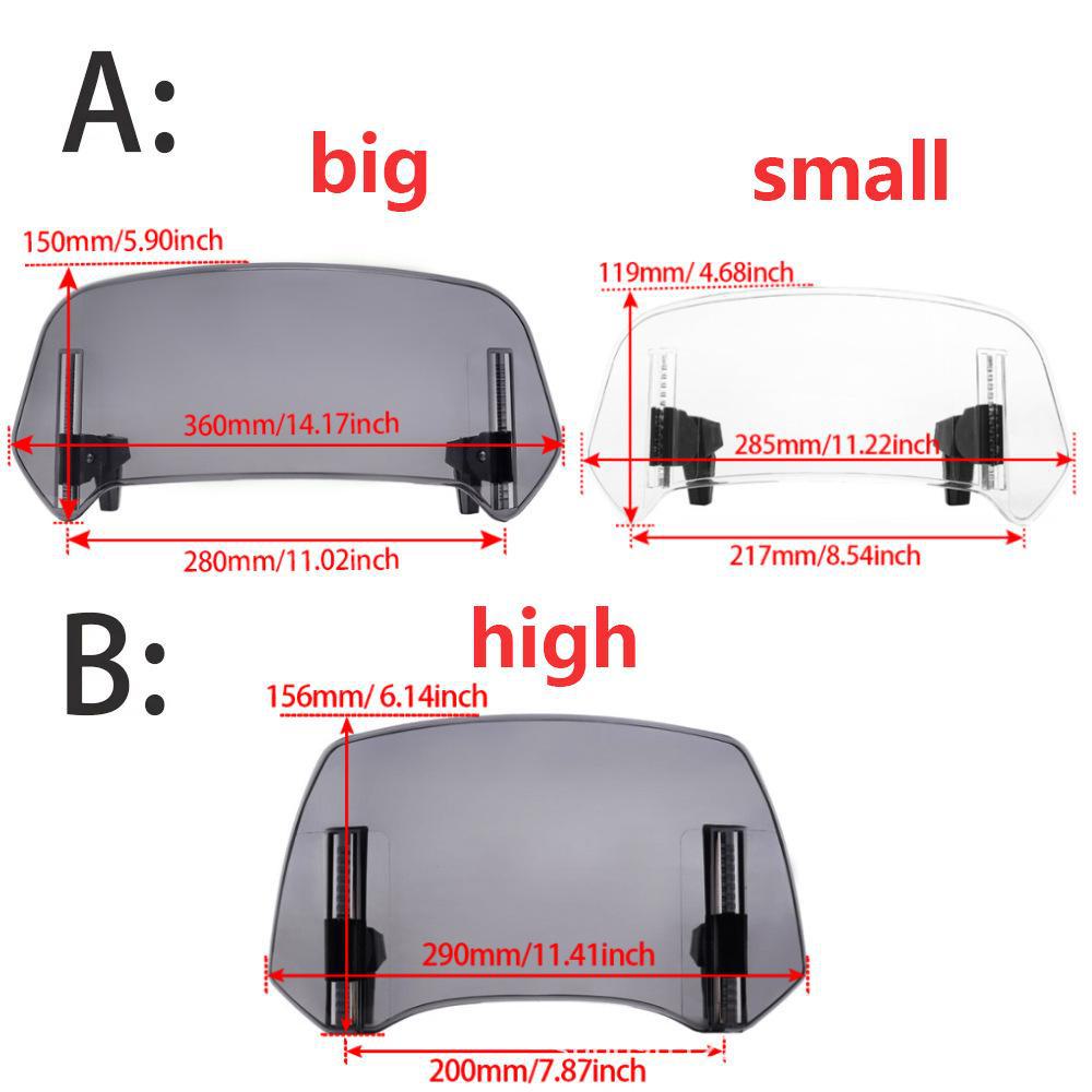 Универсальная трансграничная популярная модель для Kawasaki, Honda, BMW, Yamaha, Suzuki - регулируемое маленькое ветровое стекло для повышенной модификации.